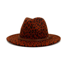 Pălărie Fedora din lână cu imprimeu de leopard pentru femei, Trilby din fetru casual, model unic