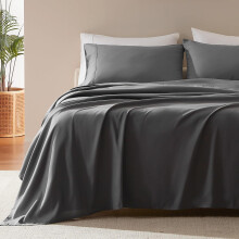 Ensemble de draps Nanotex rafraîchissants pour lit queen, gris, 4 pièces