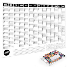 Calendário de parede de 74 x 52 cm (29,2" x 20,6") com 12 meses em formato internacional.