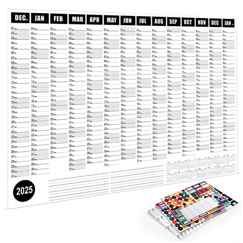 Väggkalender 69,2 x 51,6 cm, internationellt 12-månadersformat