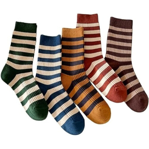 Vintage Stripe Crew Sokker Bomullsblanding 5 Par