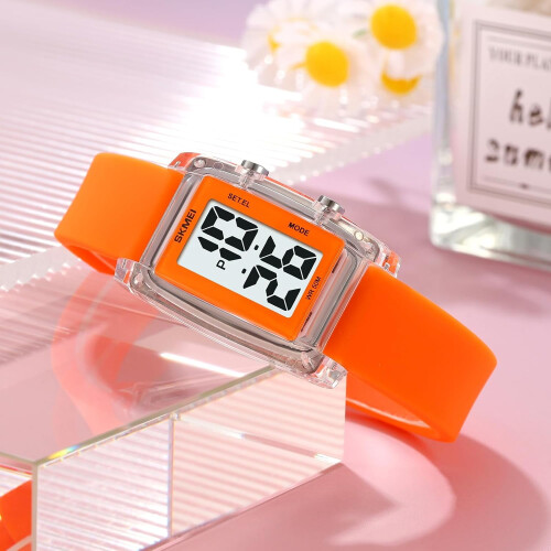 Reloj digital unisex con esfera rectangular y resistencia al agua de 50 m. 2