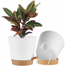 Pots de fleurs à arrosage automatique blancs 23 cm (lot de 2)