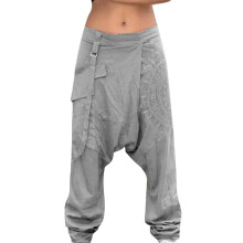Herrenmode Haremshose mit Print, elastischem Bund und weitem Bein