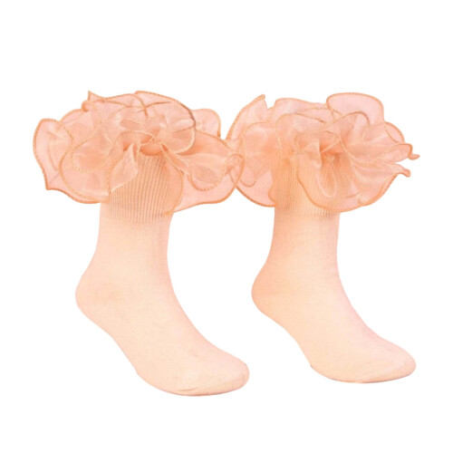 Baby Ruffle Dansesokker Beige 0-6 Måneder
