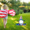Patriotischer Gartenzwerg, rot-weiß-blau, 4. Juli 4