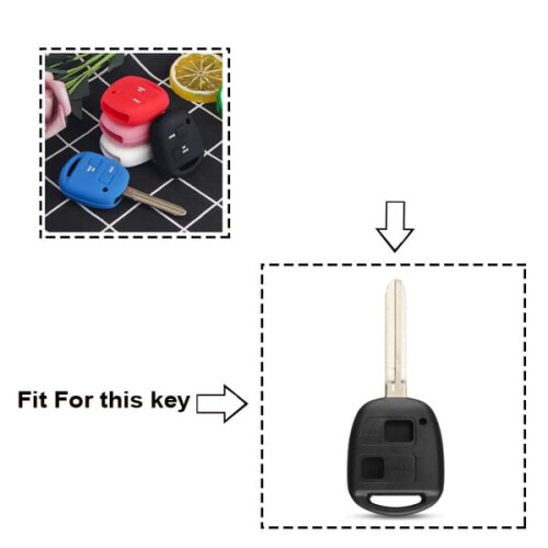 Silicone car key case for Toyota black two-button one size 1