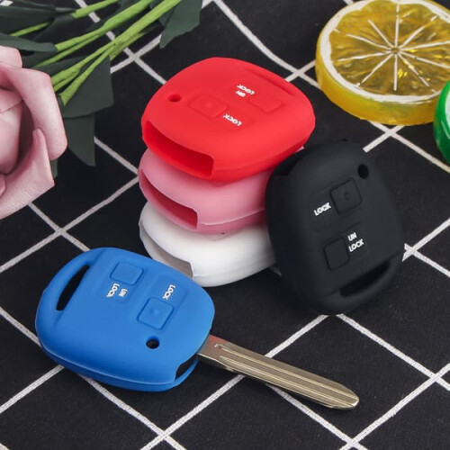 Silicone car key case for Toyota black two-button one size 2