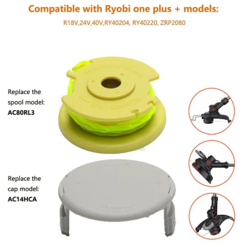 RYOBI grass trimmer spools with line and cap 6-pack 2