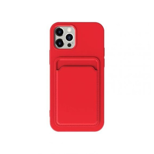 iPhone 13 silicone case with card holder red 1