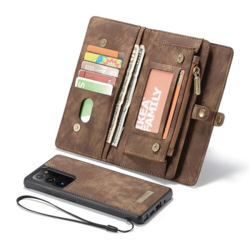 Leather iPhone 13 Pro case with zipper brown 2