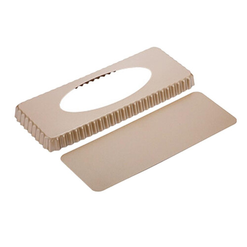 Rectangular fluted tart pan non-stick removable bottom 1