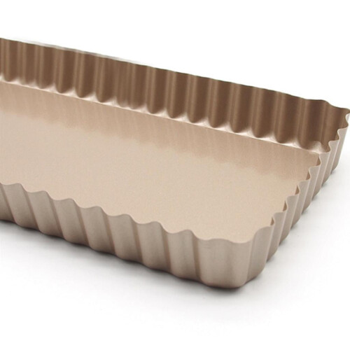 Rectangular fluted tart pan non-stick removable bottom 2