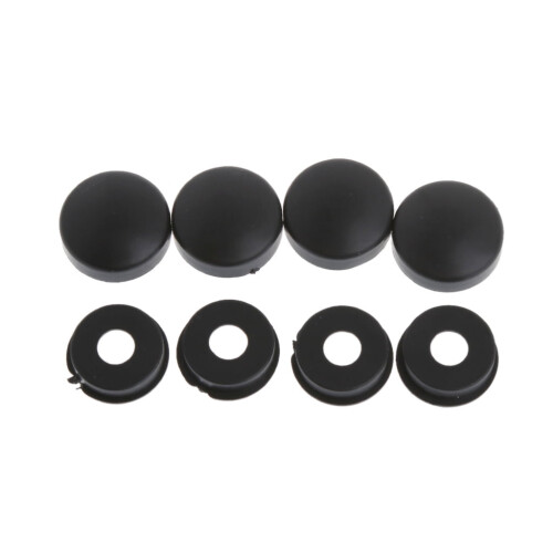 Black License Plate Frame Mounting Screws Set 8 pcs