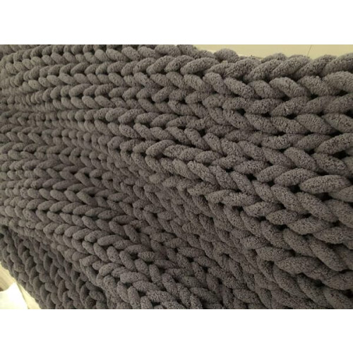 Chunky Chenille Yarn for Hand Knitting Blankets Dark Gray 1
