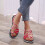 Women's woven thong gladiator sandals red 1