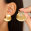 Women's 18K gold-plated round love stud earrings 1