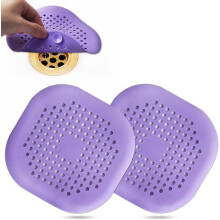 Silicone Hair Drain Cover with Suction Cup Square Purple