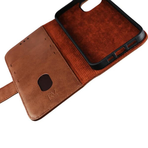 iPhone 13 Mini leather wallet case brown 2