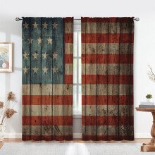 National Flag Curtains Retro Rustic Pattern Blackout Rod