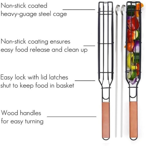 Edelstahl-Grillspieße mit Holzgriff, 6er-Pack 2