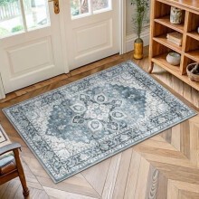 Washable area rug vintage pattern 2x3 ft low-profile