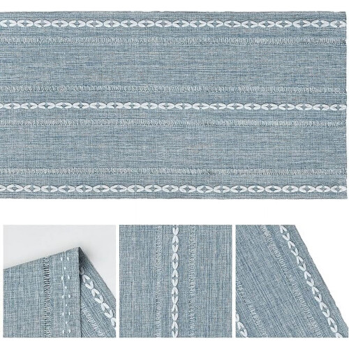 Linen Table Runner Light Blue 13 x 36 Inch 2