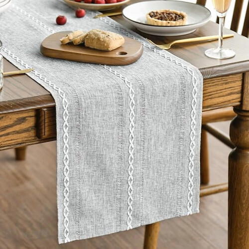 Linen table runner light gray 13 x 60 inch 2