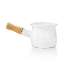 Enamel Mini Saucepan 0.6 Qt with Wooden Handle and Dual