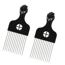 Metal Hair Pick Afro Comb 2 pcs 6.61 x 2.83 in