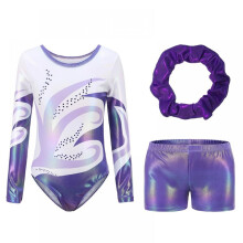 Girls' gymnastics leotards with embroidery and glitter