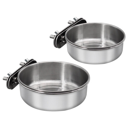 Stainless Steel Bird Feeding Dish with Clamp Holder for