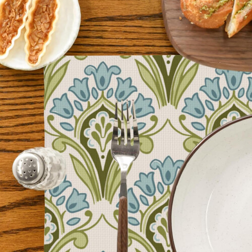 Set van 4 saliegroene linnen placemats, 30 x 45 cm 2