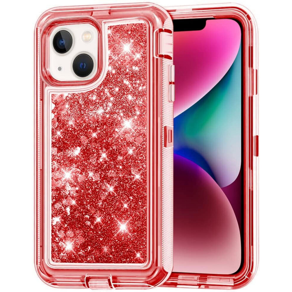 Iphone 14 Plus Heavy Duty Glitter Shockproof Case Red 9132278379463