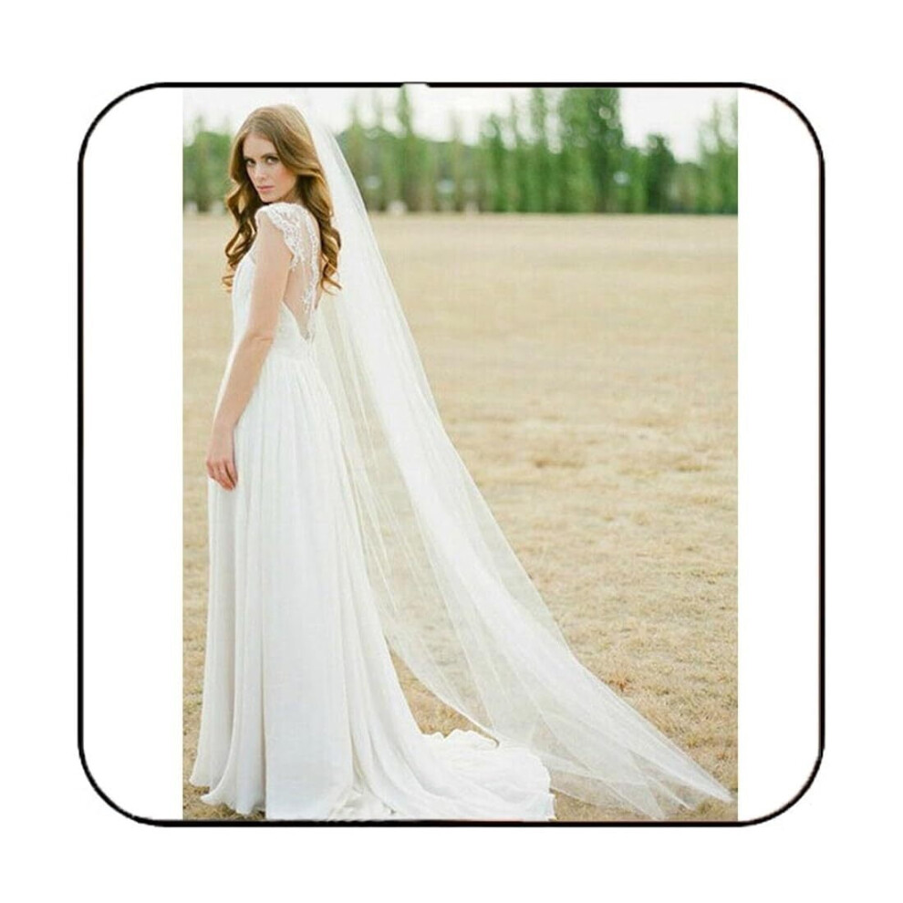 Bridal Cathedral Veil with Rhinestone Hair Comb 118 Inches