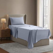 Ensemble de draps pour lit simple en microfibre ultra-douce, 3 pièces, bleu glacier