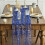 Dark Blue Gold Silk Screen Table Runner 3 pcs 6