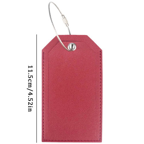 Leather Luggage Tag with Stainless Steel Loop and Address 1