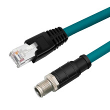 Industriell Ethernet M12X-kodad, 8-polig till RJ45, skärmad