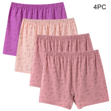 Boxers en coton pour femme, taille haute, lot de 4