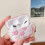 Συμβατή με AirPods 3ης γενιάς, διάφανη θήκη, χαριτωμένο ροζ λουλούδι με μπρελόκ και 4