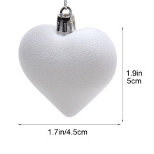 Pingentes de coração branco aveludados, 4,5 cm (1,77 pol.), 12 peças