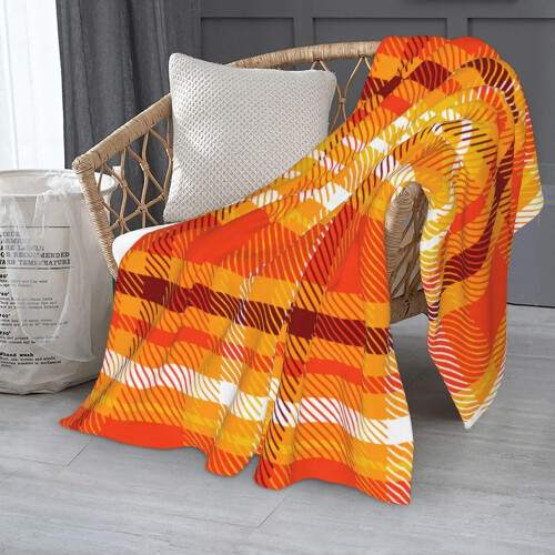 Buffalo Check Plaid Throw Blanket Orange Brown Yellow White 2