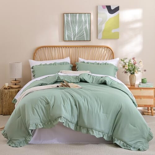 King Size Sage Green Comforter Set 3PCS