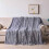 Queen Size Flannel Blanket with Rabbit Hair Texture Gray 1