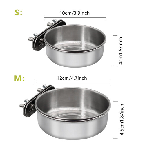 Stainless Steel Bird Feeding Dish with Clamp Holder for 1