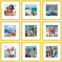 12x12 Picture Frames Set of 9 Engineered Wood Yellow
