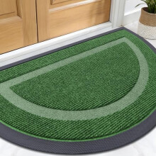 Covoraș de ușă semicerc din cauciuc natural, verde, 29,5x17 inci