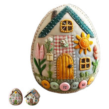 DIY Patchwork Felt Egg House Craft Kit with Materials and