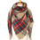 Cachecol xadrez feminino, xale macio e oversized com franjas. 1
